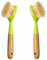 2 Pack Kitchen Dish Brush Bamboo Handle Dish Scrubber Built-in Scraper, Scrub Brush for Pans, Pots, Kitchen Sink Cleaning, Dishwashing and Cleaning Brushes are Perfect Cleaning Tools, Color-Green