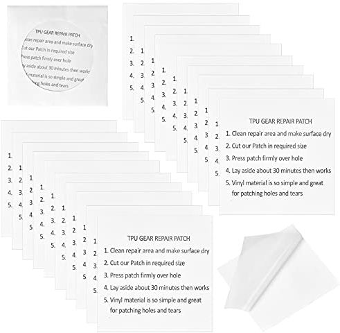 Vesaneae 20 Stück Transparent Reparatur Flicken, 7*7CM TPU Reparatur Patch, Transparentes Flicken, Zelt Reparatur Patches, Selbstklebende Reparaturflicken für Zelt, Schlauchboot, Schwimmring, Luftbett
