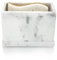 Essentra Home White Marble Kitchen Sponge Holder, Modern Kitchen Sink Caddy with Drain Tray