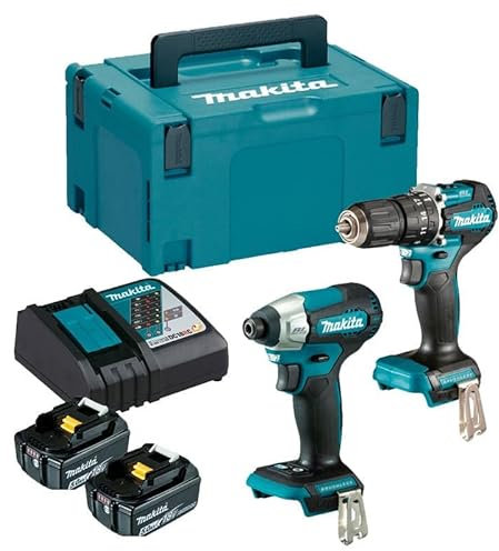 Combopack 2 herramientas 18V Li-Ion (2x5,0 Ah) taladro DHP487 destornillador de impacto DTD157 - MAKITA DLX2414TJ