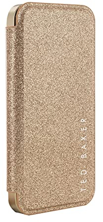 Ted Baker CAMBREY Gold Glitter Mirror Folio Phone Case for iPhone 14 Pro