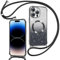 Phoona Handyband Hülle für iPhone 14 Pro Max mit Band [kompatibel mit MagSafe], Luxuriöse Glitzer Beschichtung Magnetische Handyhülle für iPhone 14 Pro Max Silikon TPU Stoßfest Schutzhülle, Schwarz