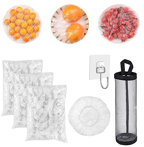 Veiteibe Sacchetti per Conservare Gli Alimenti, 300 Pezzi Trasparenti con Chiusura Elastica Sacchetti per Alimenti Riutilizzabili per Conservazione della Frutta e Conservazione Ermetica Degli Alimenti