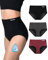 TIICHOO Culotte Menstruelle Flux Tres Abondant Doux Taille Haute Absorbante Culotte Regle Lot de 3(M, Bourgogne/Noir/Gris)