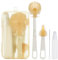 Vicloon Baby Bottle Brush, 5 in 1 Travel Baby Bottle Brush Set with Portable Silicone Bottle Brush, Straw Brush, Pacifier Brush and Dispensing Bottles, Milk Coffee White