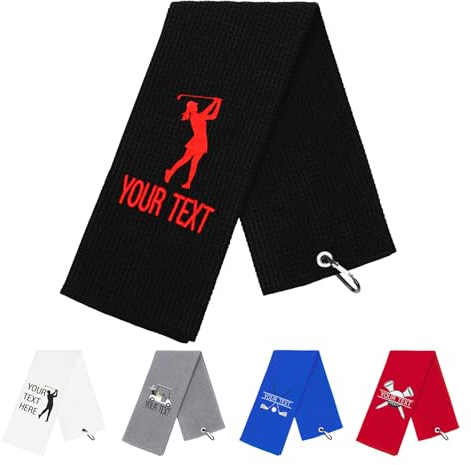 NGTSFLY Lustiges Golf Handtuch, Personalisierte Bestickte Golfhandtücher für Golftaschen mit Clip, Golfgeschenk für Männer Frauen, Leicht zu Reinigendes Golfzubehör, 40 x 60 cm (Schwarz)