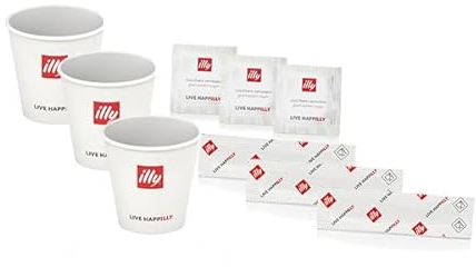 Illy Kit Monouso 200 Caffe Coffee Break Bicchieri Palette Bustine Zucchero Logo
