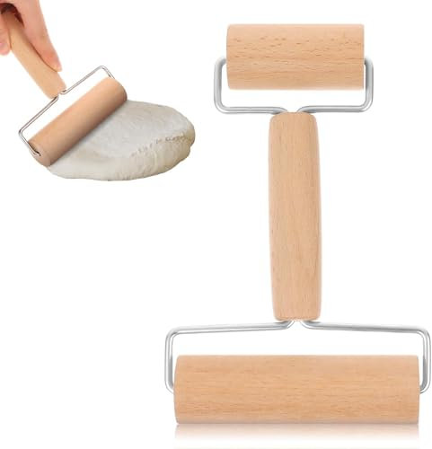 Molain Mattarello in legno, mattarello, con due rotoli, piccolo e medio, piccolo per stendere l'impasto con la mano, pizza, dessert e pelli di gnocchi