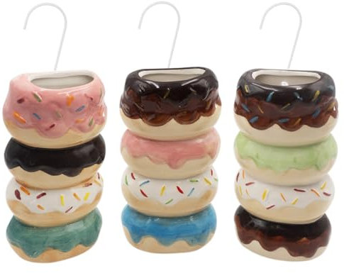 Paluplus Set 3 Evaporatori d'acqua per termosifoni in Ceramica, misura 8,5x4,5x17 cm, Umidificatore e gancio a S, Vari Colori -6409F (Donuts)