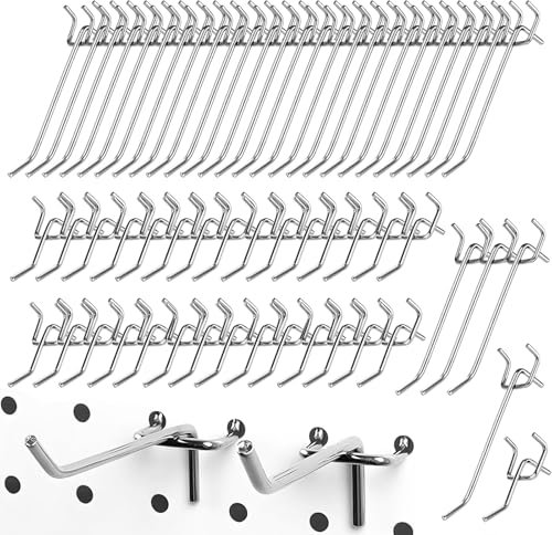 Lochwand Haken, 60 Stück Intervall von 3cm Lochwand Zubehör, Durchmesser 3mm Pegboard Haken, Lochwandhaken Anhänge Haken für Display Board, Supermarktregale, Baumärkte, Werkstatt (Länge 5cm, 10cm)