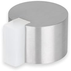 EVI Türstopper | Edelstahl-Türstopper – Klebebefestigung – weißer Schutzgummi – 2,8 x 2,9 cm Türstopper