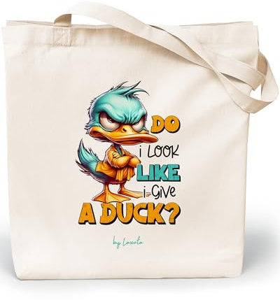 Loxato Jutebeutel Lustig Bedruckt - Stofftasche - Einkaufstasche Damen | Stoffbeutel, Baumwolltasche 100%, Lustige Sprüche, Lange Henkel, Tragetasche, Wiederverwendbar, 35x42x8cm