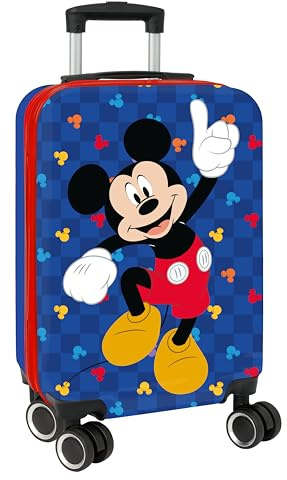 safta Mickey Mouse Good Day - Kabinentrolley 50,8 cm, Koffer mit Rädern, Sicherheitsschloss, Leichter Koffer, 34,5 x 20 x 55 cm, blau, M, Casual
