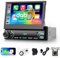 Dab 1 DIN Radio de Coche con Pantalla Retráctil de 7 Pulgadas, Hodozzy Pantalla Táctil Plegable con CarPlay Android Auto Mirrorlink Inalámbrico, Bluetooth EQ USB, Radio FM, Type-C, SWC, Cámara y Mic