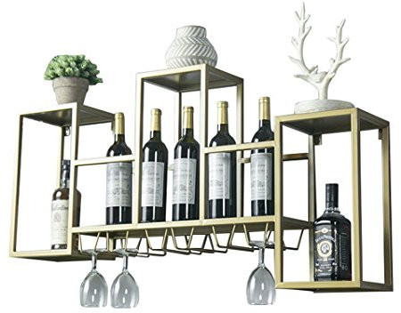 NADYE botellero portacopas de Vino Soporte de Pared para Barra de Metal Estante de Almacenamiento de Estante de Pared portabotellas de Vino vinoteca