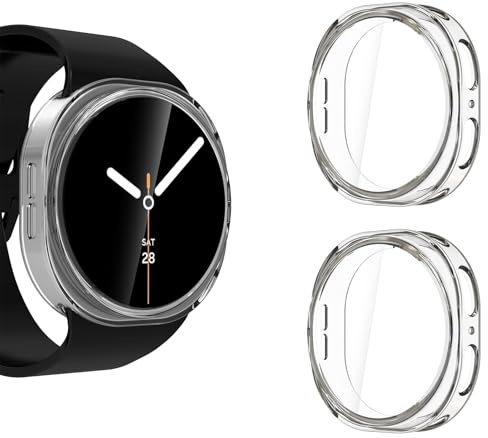2 PCS Screen Protectors Compatible with Samsung Galaxy Watch 9/8 44mm | Full Protective Ultra Slim Soft TPU Case Cover Compatible with Samsung Galaxy Watch 9/ 8 44mm (Clear, Clear)