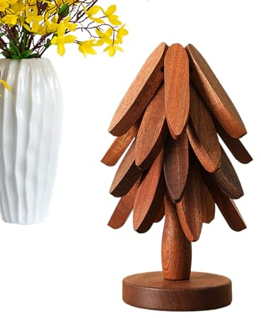 Salvamanteles en Forma de árbol para Comida Caliente | Árbol de Navidad Plegable de Madera como Soporte para | Salvamanteles con protección de Mesa - para Cocina y Restaurante para ollas