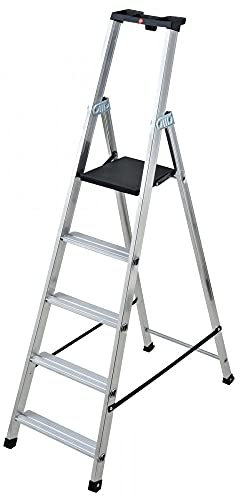 Escabeau Aluminium Professionnel Hailo - 5 marches - Hauteur de Travail 3,10 m