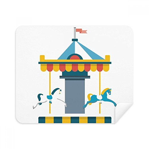 DIYthinker Erstaunlich Lustige Park Carousel Illustration Telefon Bildschirmreiniger Gläser Reinigungstuch 2Pcs Suede Fabric