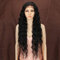 Style Icon Perücke mit Filmansatz Super Lange Lace Front Wigs für Frauen Kunsthaar Wasserwelle Perücken mit Mittelscheitel Damen Wig 76cm Kunstfaser synthetische Faser (Natural Black)