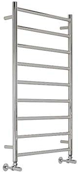 MILANO Chrome Flat Ladder Stainless Steel Heated Towel Rail 1000 x 600mm