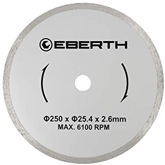 EBERTH Trennscheibe Diamanttrennscheibe für Stein, Beton, Fliesen und Feinsteinzeug, Diamantscheibe mit 250mm Durchmesser, 25,4mm Bohrung, 2,6mm Stärke, Diamant Trennscheibe f. Granit, Keramik, Marmor