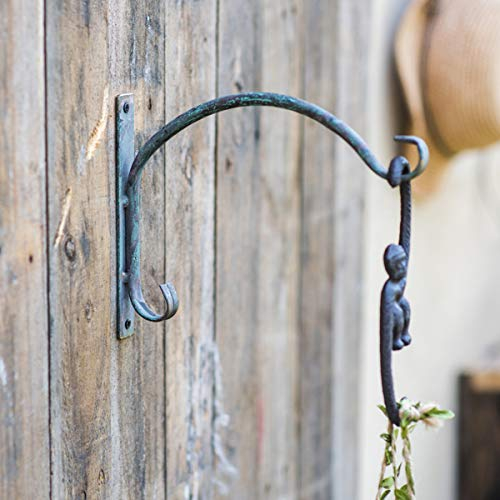TentHome Blumenhalter Haken Garten Blumenampel Halter Blumenampelhaken Rustikal Gusseisen Blumenhaken Wandhalterung für Hängekörbe, Windspiele, Laternen, Blumenampeln, Antik Grün (schlicht)