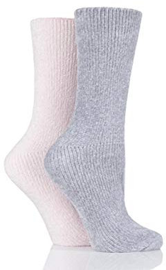 Elle Women Chenille Boot Socks Pack of 2 (Opal Pink, 4-8)
