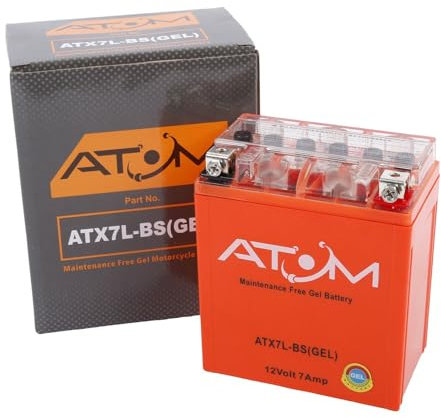 ATX7L-BS - Atom Gel Motorcycle Battery Factory Sealed 12V 7Ah