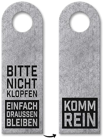 trendaffe - Bitte Nicht klopfen, einfach draußen bleiben oder Komm rein Türhänger in Grau