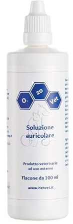 Ozo-Vet | Soluzione Auricolare 100 ml – Detergente Auricolare Cani e Gatti a Base di Ozono, Pulizia Orecchie Cane – Tratta efficacemente Otiti batteriche e Acari