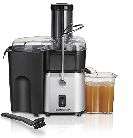 Hamilton Beach 67840 Juicer Machine, Centrifugal Extractor, Big Mouth 3 Feed Chute, Easy, 2-Speeds, Glass Stainless Steel, Cleaning Brush, Black