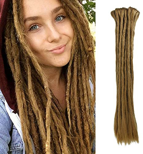 Double Ended Dreadlock Extensions 20 Zoll 10 Stränge Braun Synthetische Dreads Handgemachte Dread Extensions Häkeln Hippie Locs(27#/Hellbraune Farbe)