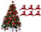 Pack of 6 - Hanging Glitter Reindeer Christmas Tree Decorations - 2.2cm x 9.5cm (Red)