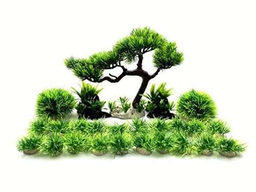 BEGONDIS Aquarium-Dekoration, 25 Stück künstliche grüne Wasserpflanzen Seetang aus Kunststoff, für alle Fische und Haustiere…