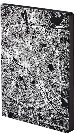 Nuuna Notizbuch A5+ Nightflight L Light - Paris Silber, Leder schwarz