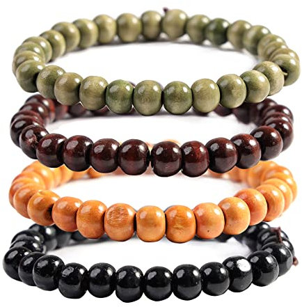 JJDreams Holzperlen Buddha Meditation Armband Herren - Lava Rock Armreifen Mala Perlen