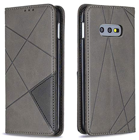 Posanter Coque pour Samsung Galaxy S10E, Housse Portefeuille en Cuir Etui de Protection avec Slim TPU Silicone Bumper Antichoc Magnétique Flip Case, Porte Cartes avec Fonction Support Cover (Gris)