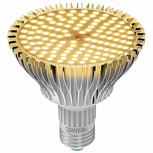 QIANYAN Luz Crecimiento Plantas Interior Blanca CáLida, Luz Plantas Interior Espectro Completo De Luz Solar, 80W Grow Light Bulb, Focos Led Cultivo Interior, PPFD 300 μmol/s/㎡, Lampara Plantas