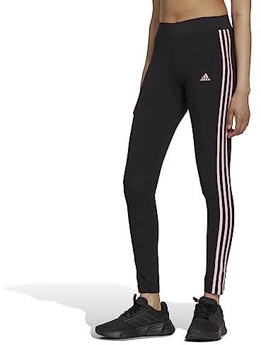 adidas Essentials 3-Stripes Leggings, Noir/Rose Clair, S Femme