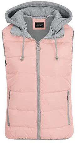 YOUTHUP Gilet Femme Hiver Casual Chaud Gilet à Capuche Ultra Légère Gilet sans Manche Zippée, Rose, S