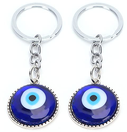 Yosoo Health Gear 2 Stück Blaue Augen Schlüsselanhänger Türkisches Amulett, Böser Blick Schlüsselanhänger, Evil Eye Keychain Böser Blick Schlüsselbund, Schutz Charme Schlüsselanhänger Glück Amulett