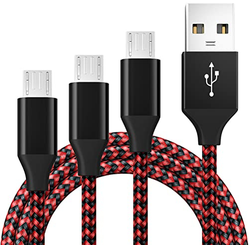 BIBTIM Cable Micro USB 2M, 3-Pack USB 2.0 Masculino a Cable Micro, Cable Cargador Micro USB Android Cable de Carga Rápida 480 Mbps Velocidad de Transmisión de Datos