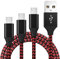 BIBTIM Cable Micro USB 2M, 3-Pack USB 2.0 Masculino a Cable Micro, Cable Cargador Micro USB Android Cable de Carga Rápida 480 Mbps Velocidad de Transmisión de Datos