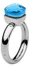 Qudo Firenze Edelstahl Ring mit Farbstein capri (blau) (56 (18))