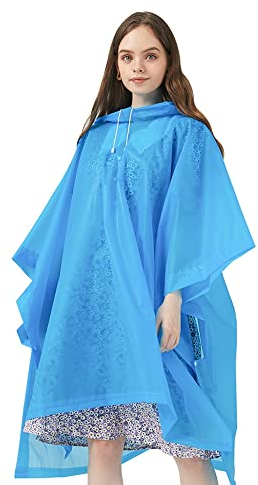 Regenponcho Wiederverwendbar Atmungsaktiv,EVA Regenjacke Regenbekleidung Regenumhang für Damen Herren,Multifunktionaler Regencape Picknickdecke Camping Angeln Jagd Ausflug (blau)