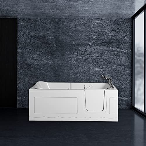 PureHaven Seniorenbadewanne 150x75 cm Sitz- und Whirlpool mit Massagedüsen integrierte Tür für leichten Einstieg pflegeleichte Oberfläche