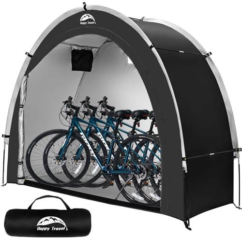 Happy Travel Abri de Rangement Pour Vélos - Tissu Oxford 210D PU4000 Imperméable - Pour 2/3/4/6/8 Vélos, Housse de Moto, Outils de Jardin, Jouets, Tondeuse à Gazon