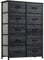 YITAHOME Kommode, Schrank, Aufbewahrungsschrank, 10 Schubladen aus Stoff mit Griffen, Aufbewahrungskommode, Metallrahmen,Schwarze Holzmaserung