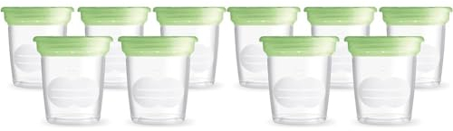 MAM | Pots de conservation – Lot de 10 pots de conservation (5 x 120 ml) – Récipients pour lait maternel et aliments bébé avec couvercle hermétique